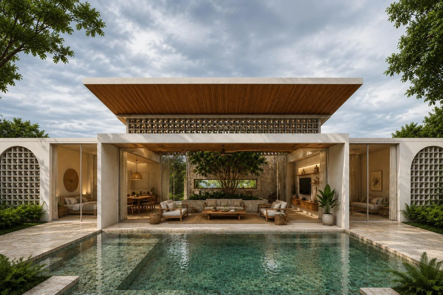 Casa Natura con piscina y patio central